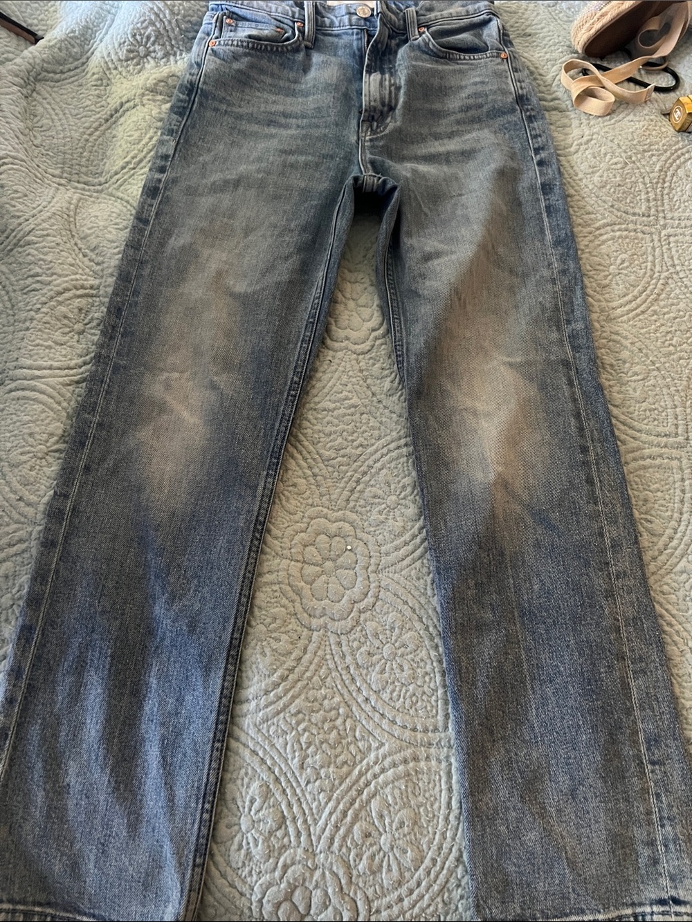 MOTHER Women's Straight-Leg Jeans in Faded Blue Denim